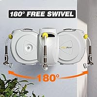 Vista 4 de Retractable Garden Hose Reel, 1/2 in 100+6 ft, Heavy Duty Wall Mounted Water Hose Reel, Spring Power Automatic Rewind, Any Length Lock, 180° Swivel
