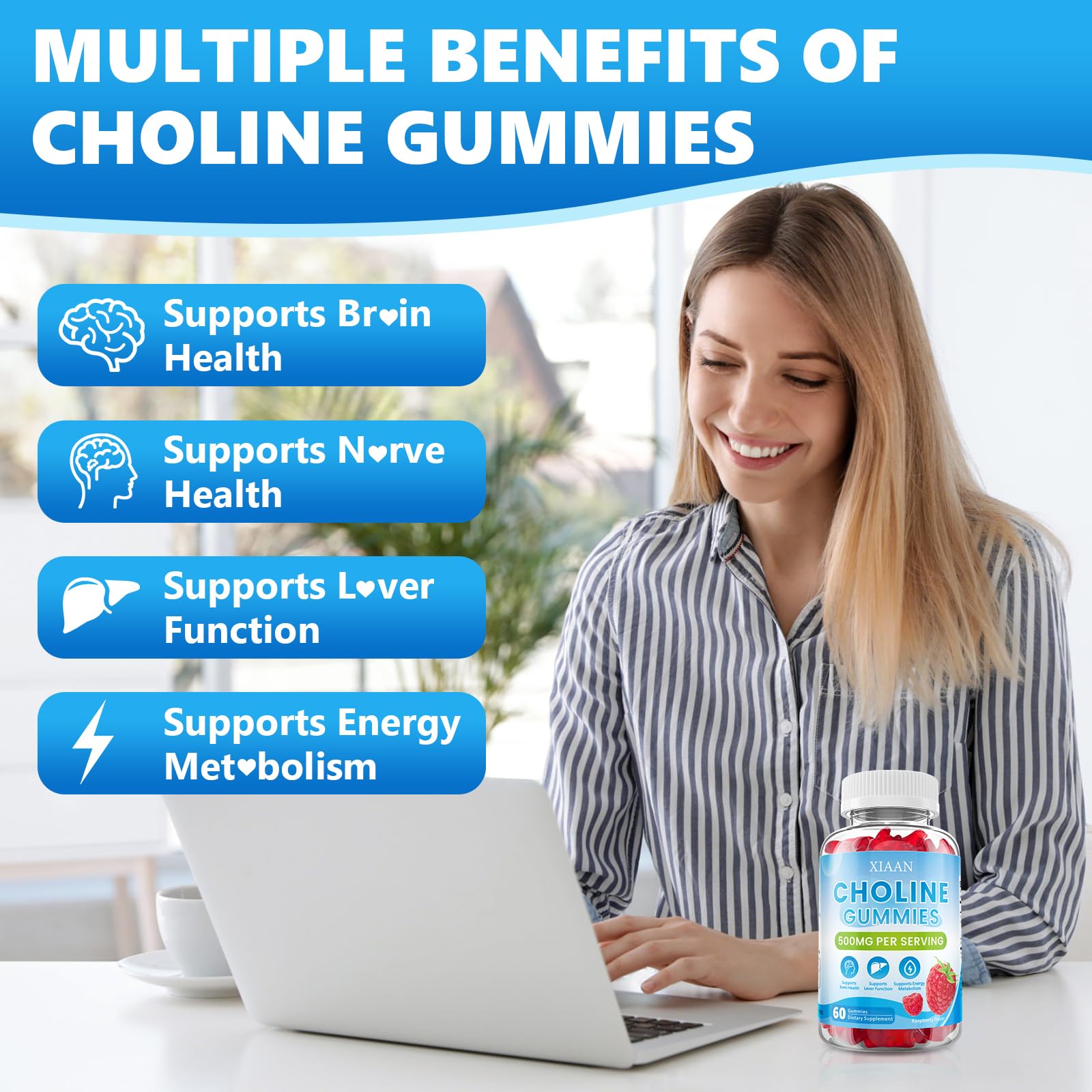 Choline Gummies for Kids & Adults, Choline Bitartrate 500mg — Amazon image 3