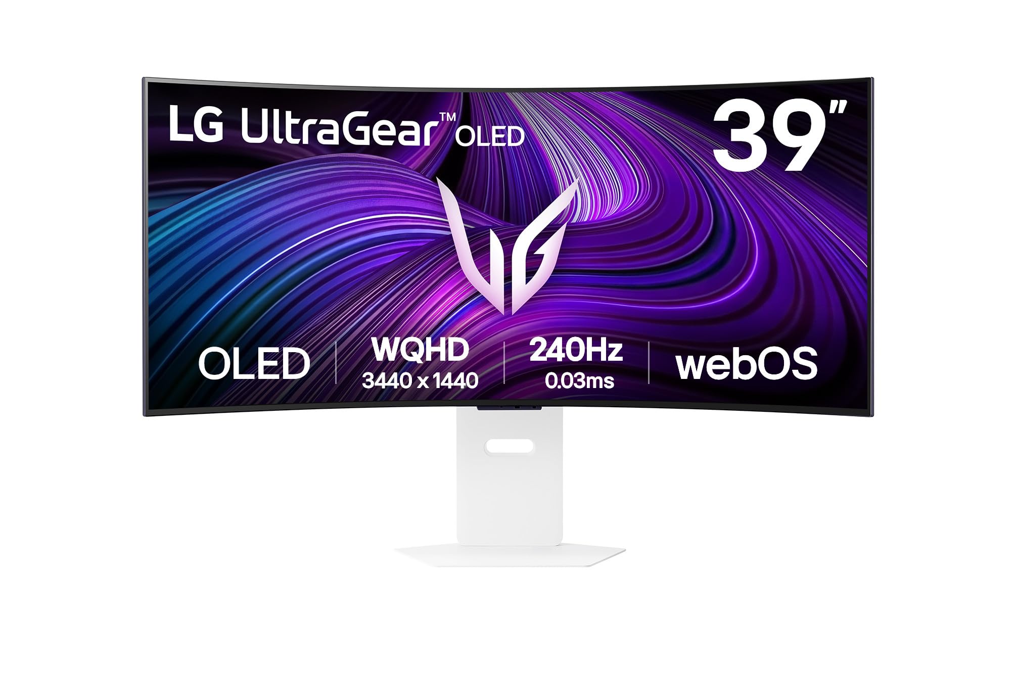 LG39GX90SA-W UltraGear 39″ WQHD (3440×1440) Curved Smart OLED Gaming Monitor with webOS, 240 Hz, 0.03 ms, NVIDIA G-SYNC Compatible, DisplayHDR True Black 400, HDMI 2.1/DP/USB