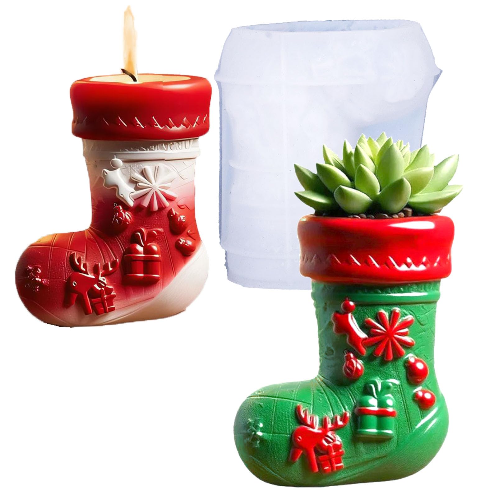 Moule résine époxy pot de fleurs bougeoir chaussette de Noël moule silicone 3D