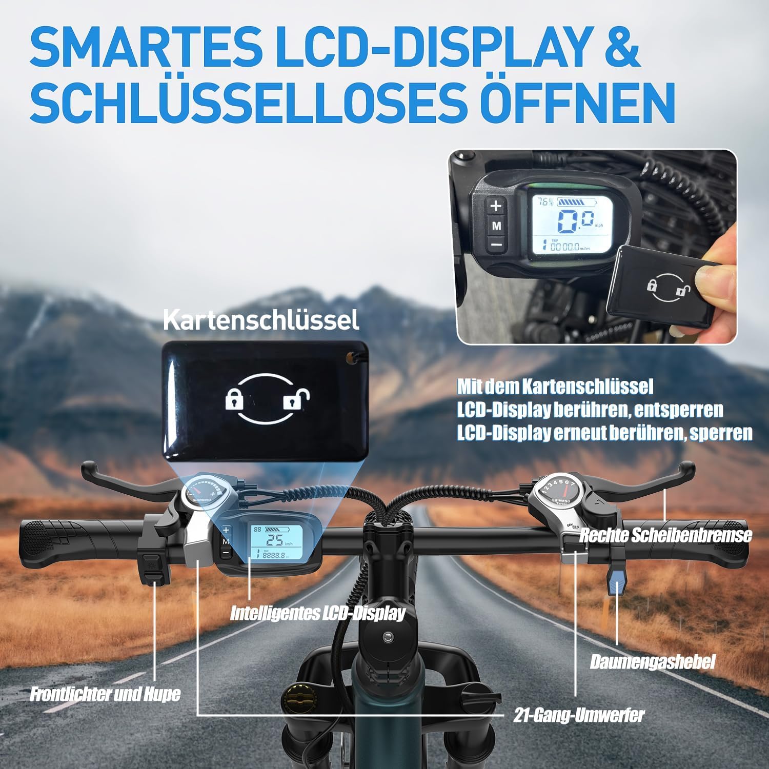 Eleglide E-Bike 26" mit 21-Gang Schaltung 250W Motor 13Ah Akku Höchstgeschwindigkeit 25km/h Hochkohlenstoffstahlrahmen LCD Display City Elektrofahrrad, E-Bike für Erwachsene