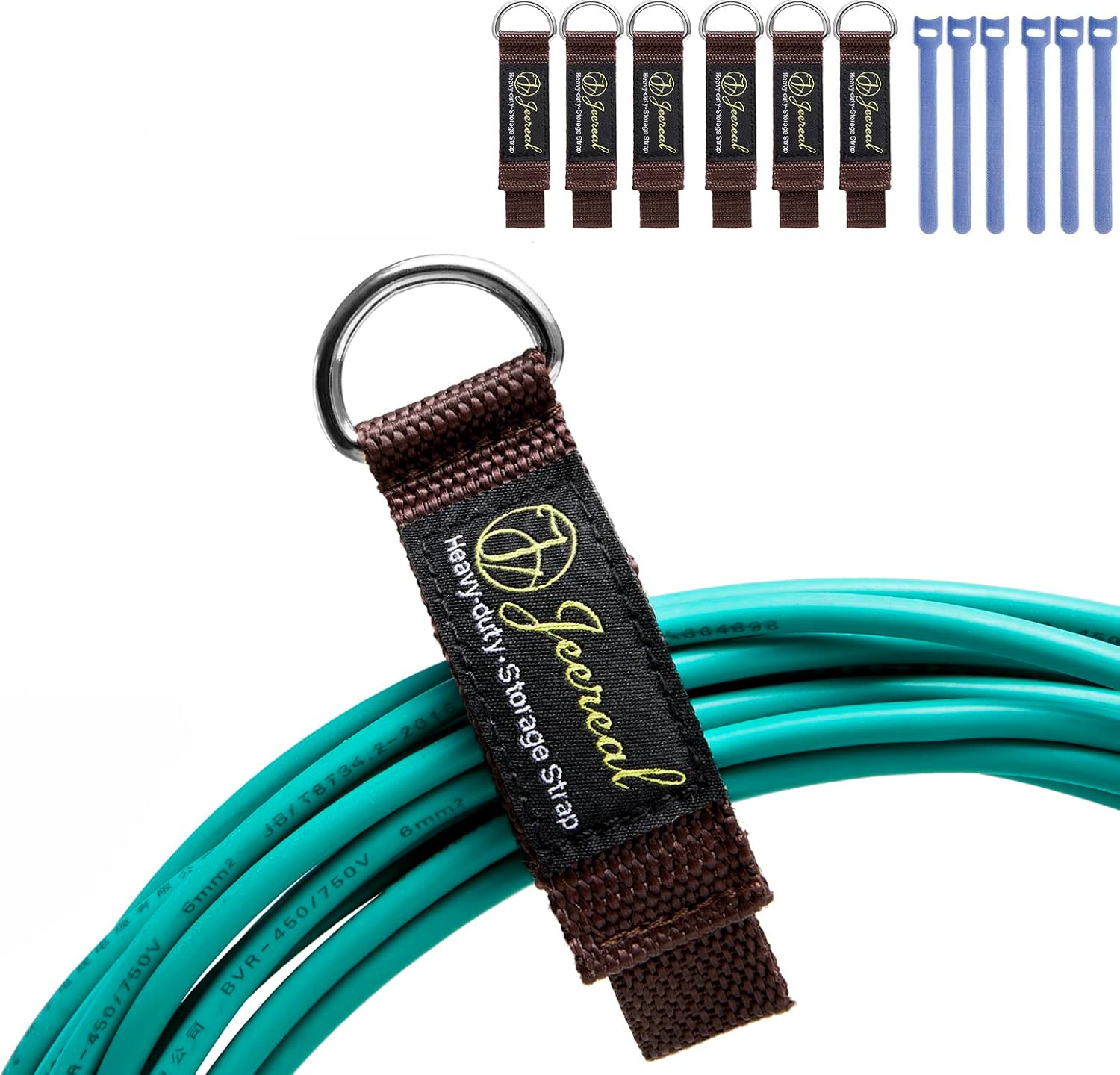 Jeereal Extension Cord Organizer 7"(6 Pack),6pack Cable Ties, Hook and Loop Hanger