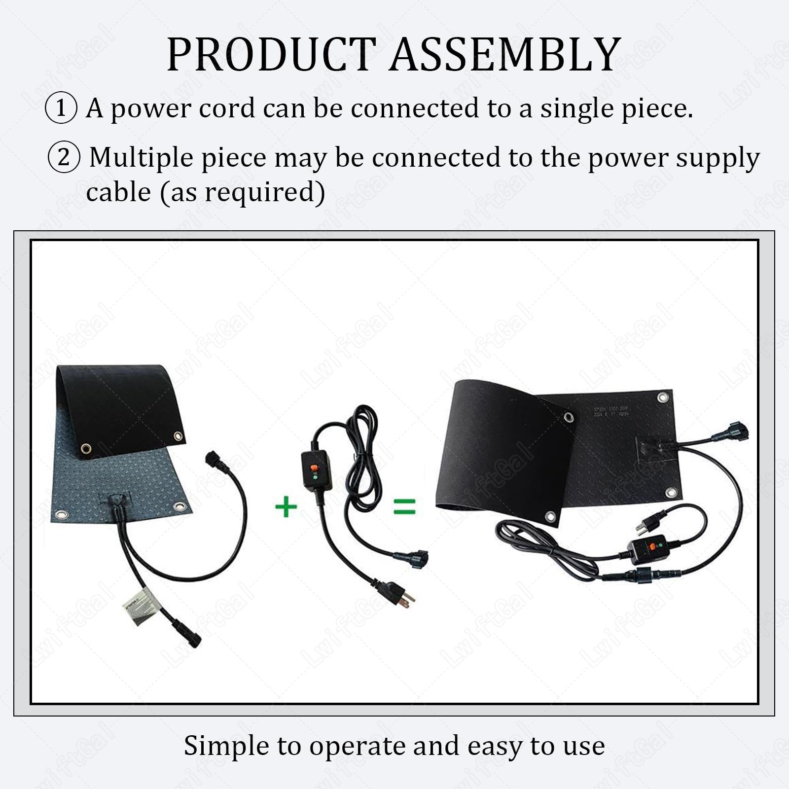 Tapete para Derretir Nieve para Exteriores, Tapetes Calefactados para Derretir Nieve, Alfombra Calefactada Antideslizante para Hielo Y Nieve con Cable De AlimentacióN 5pcs-25 * 76cm