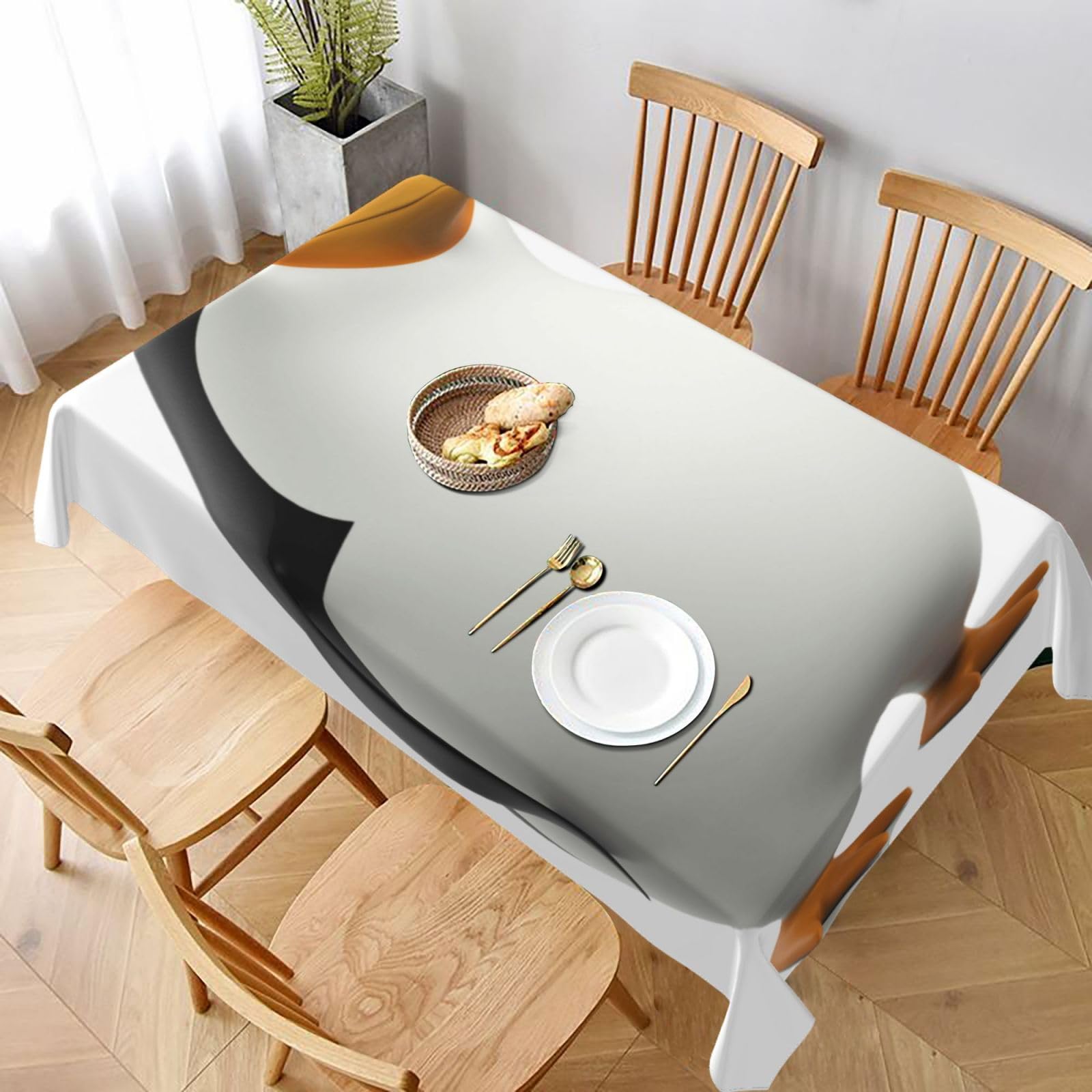BNVSADC penguin with glasses Printed Rectangle Tablecloth 228x152 CM, Water Resistant Polyester Table Cloth Decorative Fabric Table Covers for Kitchen Dining Table Parties Camping