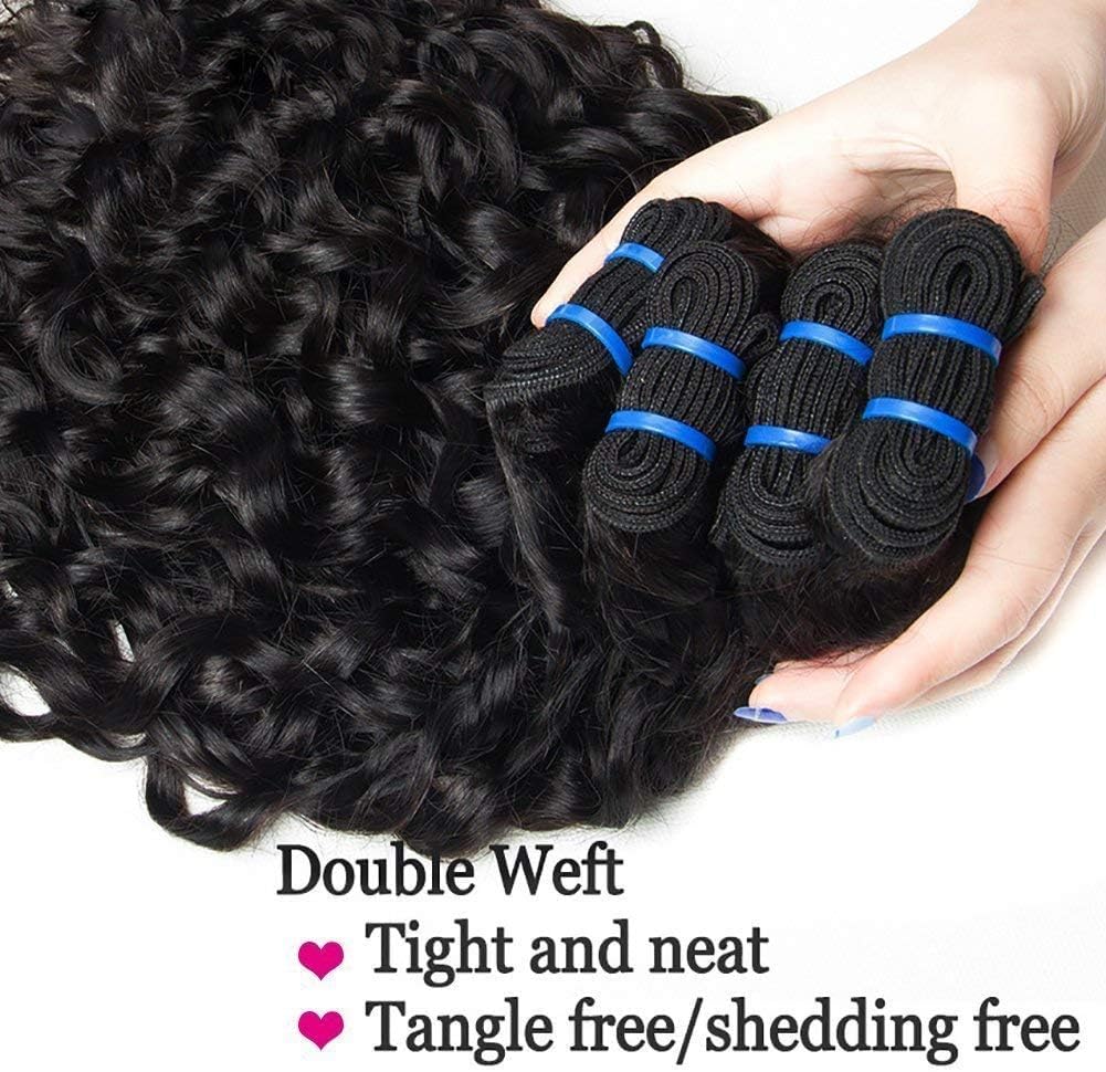 Fasci di capelli umani 10 12 14 pollici fasci di onde d'acqua capelli umani 100% non trasformati vergine brasiliano tessuto riccio 3 fasci di capelli Remy a doppia trama fasci di capelli Remy grezzi