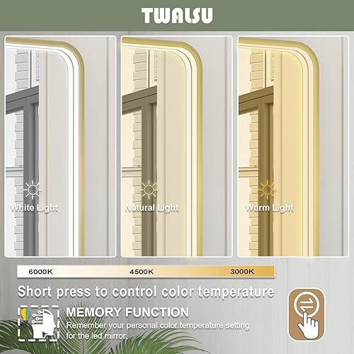 Miniatura 10 de Espejo de baño LED de 24 x 36 pulgadas con luces, espejo de tocador de baño iluminado para pared con marco de metal de aleación de aluminio negro,