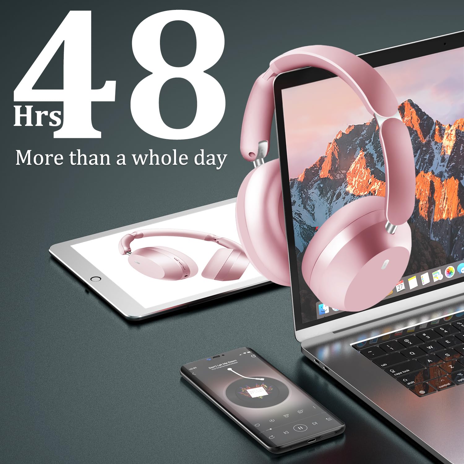 Wentronic Y04 - Cuffie over-ear wireless Bluetooth 5.3 con cancellazione attiva del rumore e suono ad alta risoluzione, 48 ore di riproduzione, morbidi padiglioni auricolari - viaggi, ufficio e casa