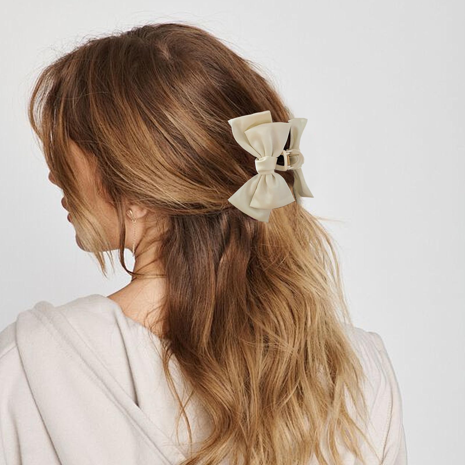 HarmonyCrafts 3Pcs Fashionable Retro Bow-knot Hair Claw Clips, Vintage Big Bow Claw Clips - Image 4
