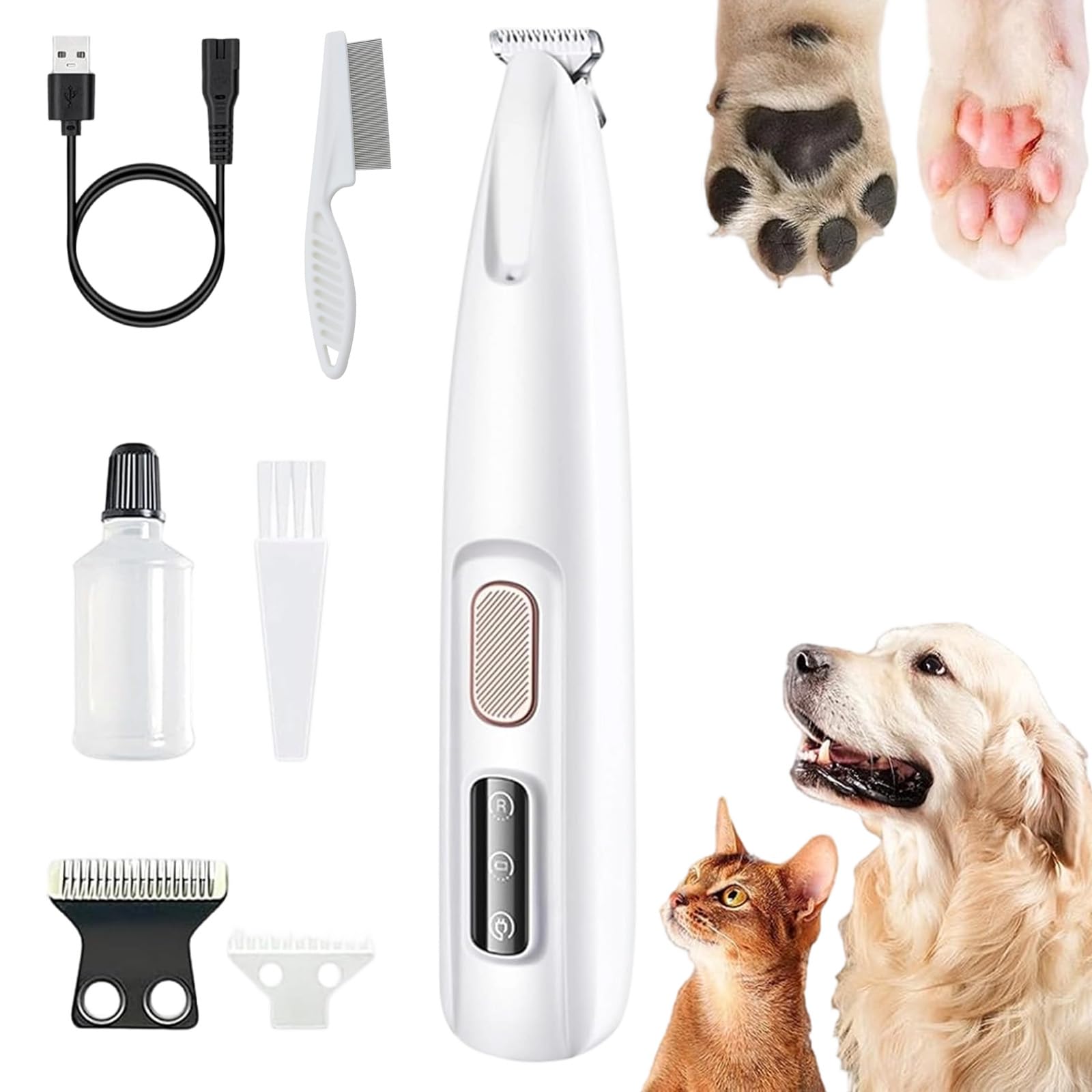 Tondeuse de Toilettage GrosMatou — Douceur & Sécurité, Tondeuse Chat Silencieuse, Rechargeable Par USB, Comprend un Éclairage LED, Compact et Pratique, Étanche
