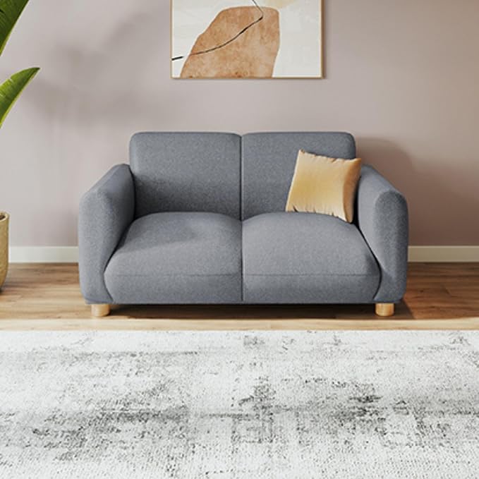 Interio by Godrej Sofa Fluffy 2 Seater Fabric Sofa for Living Room, 3-Years Warranty, Solid Wood, Grey