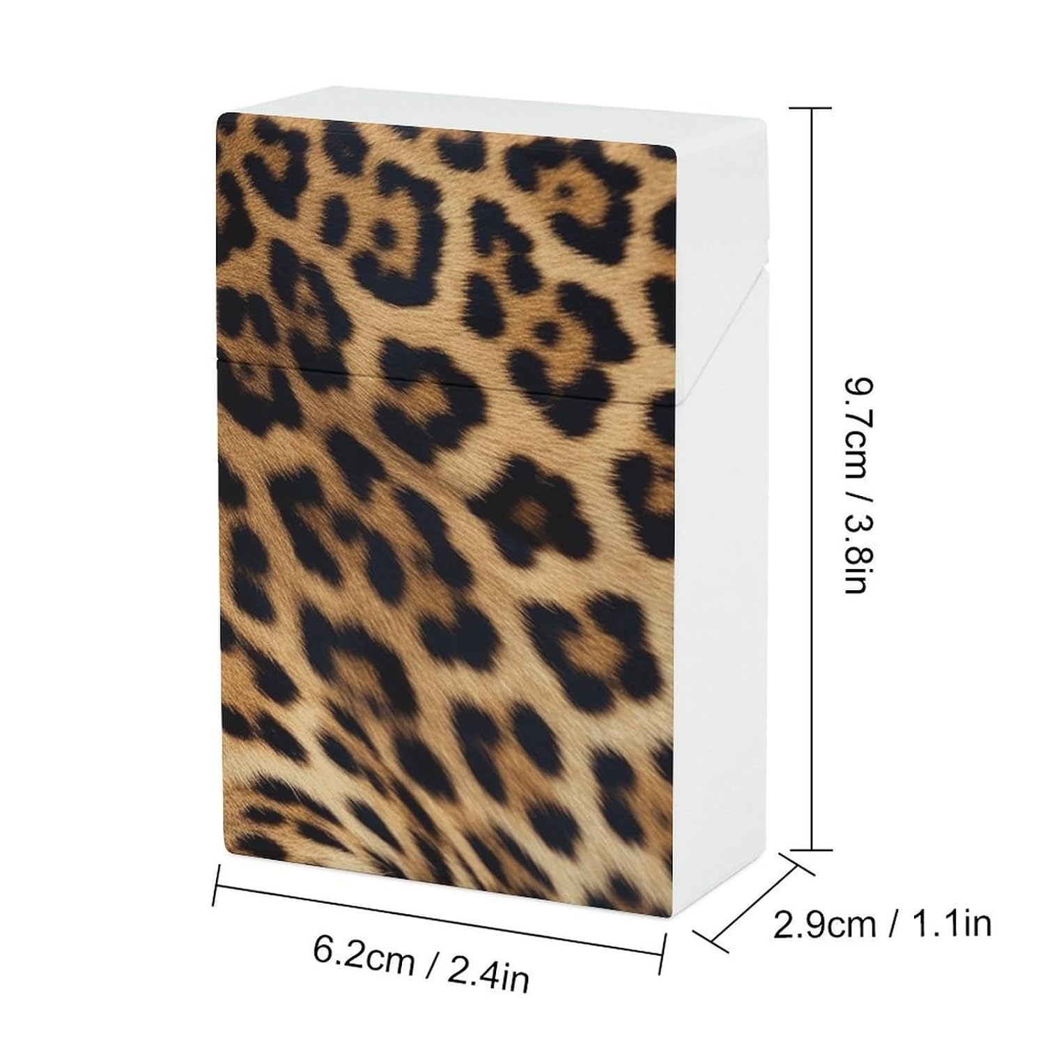 Rough Leopard Print Cigarette Case for Gift, Flip Smoking Boxes for Men Women, Waterproof Cigarette Holder Case, Portable Cigarette Box for Business, Travel, Outdoor image 2