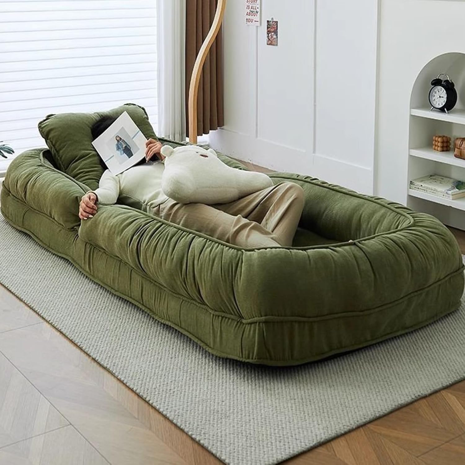 Floor Gaming Chair, Meditation Chair, Foldable Lazy Sofa Floor Chair, Upholstered Human Dog Bed for Adult & Pets,for Home Living Room C-200x95cm