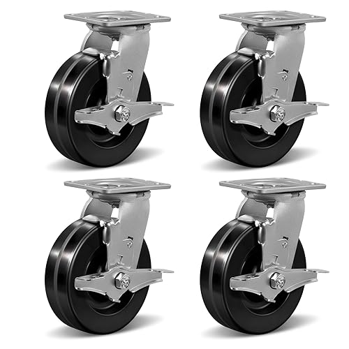 Miniatura 38 de Ruedas de alta resistencia de 6 x 2 pulgadas, ruedas industriales con gran capacidad de 1200 libras, resistencia a altas temperaturas: -50f a +250f.