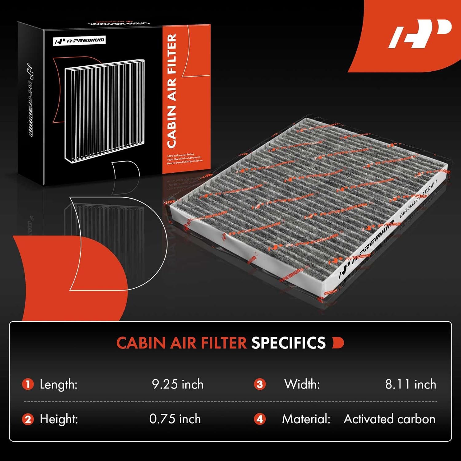 A-Premium 2-PC Cabin Air Filter with Activated Carbon Compatible with Suzuki Kizashi 2010 2011 2012 2013, Behind Glove Box