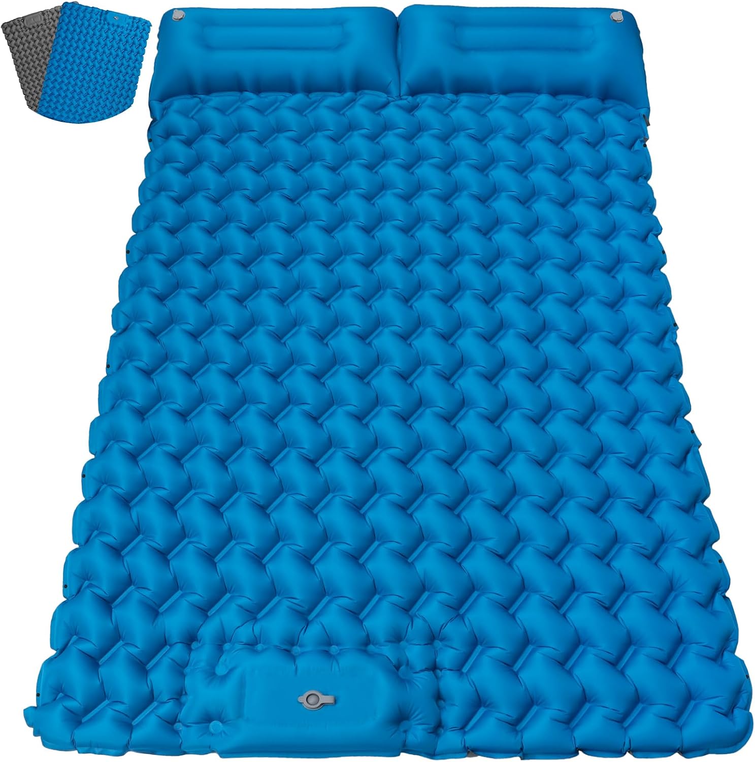 Sleeping Pad Double 200×130 cm Ultralight Inflatable Camping Mat Self Inflating Camping Mattress Portable Air Bed Waterproof Compact 30x18cm for Backpacking, Hiking, Beach, Tent
