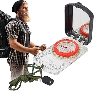 Backpacking Compass - Survival Camping Hiking Field Compass | Acrylic Compass with Bias Adjustment, Field Base Plate Compass for Outdoor Activities, Map Reading, Survival Pabeafre