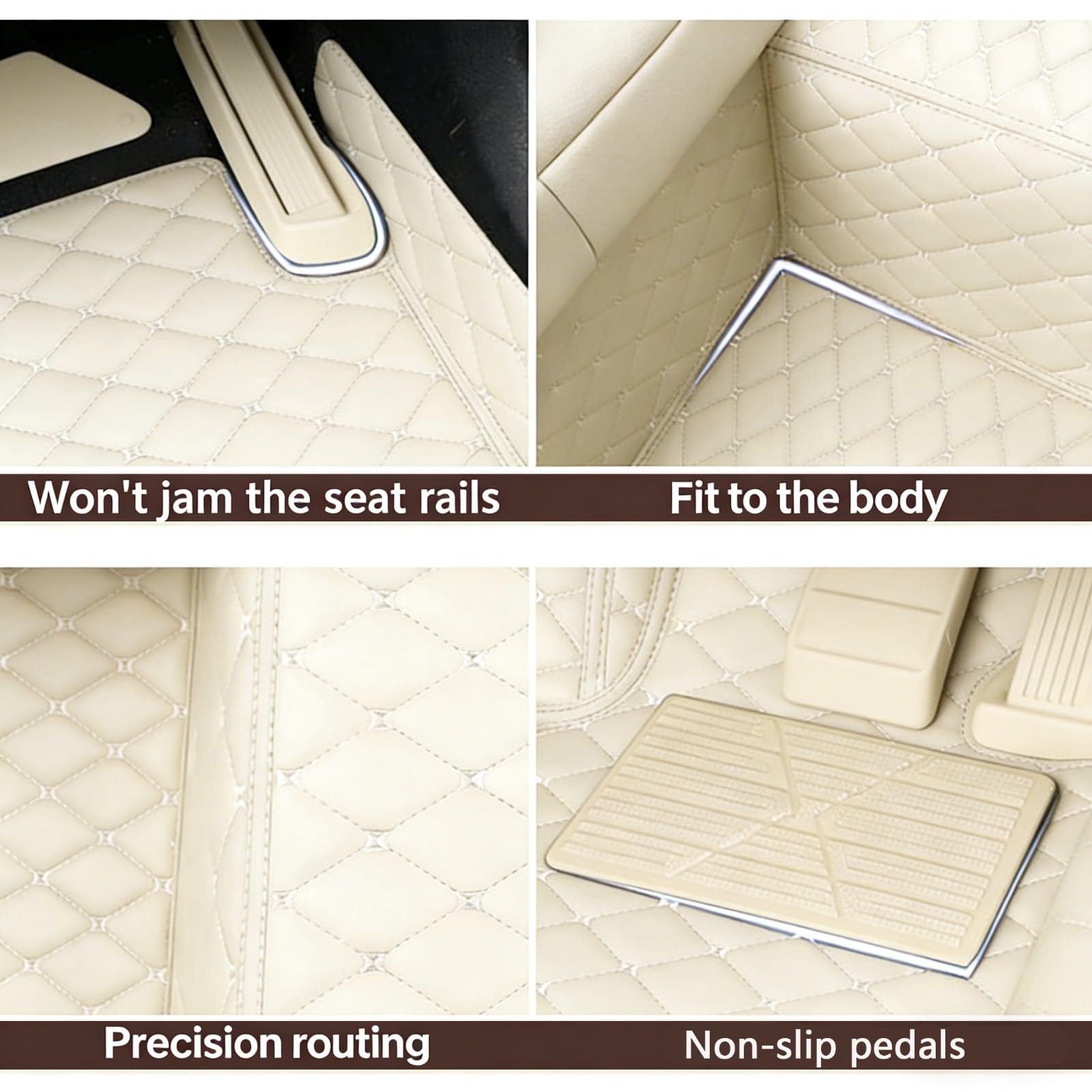 Alfombrillas Coche para Volkswagen Passat B6,2007-2016, Beige, Impermeable, Fácil de Limpiar, Ecológico, Apto para Todas Las Estaciones