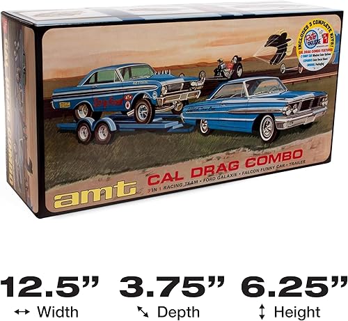 Miniatura 6 de AMT Cal Drag Combo 1964 Galaxie, AWB Falcon & Trailer Kit de modelo a escala 125