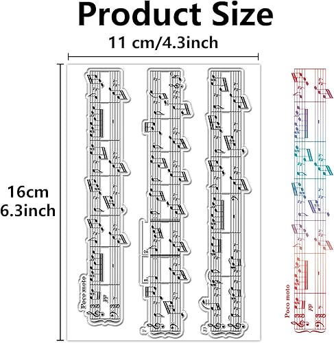 Miniatura 2 de CRASPIRE Notas musicales Sellos transparentes de fondo reutilizables Matasellos de silicona transparente Sellos para hacer tarjetas de diario,