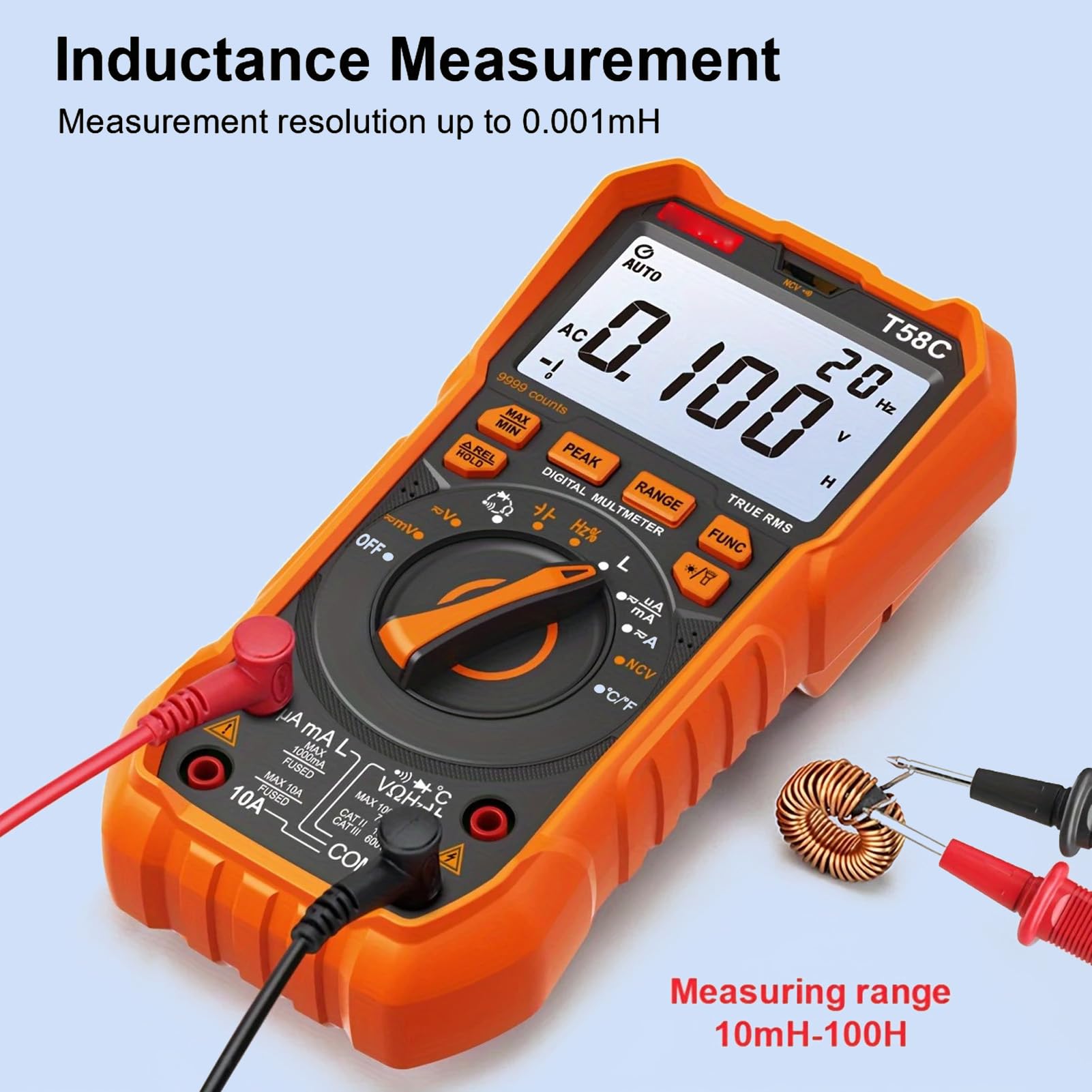 Cyfrowe Multimetr TRM 9999 COUNTS, T58C SMART DC AC Voltmeter Electrical Tester Podświetlenie LED LED LED