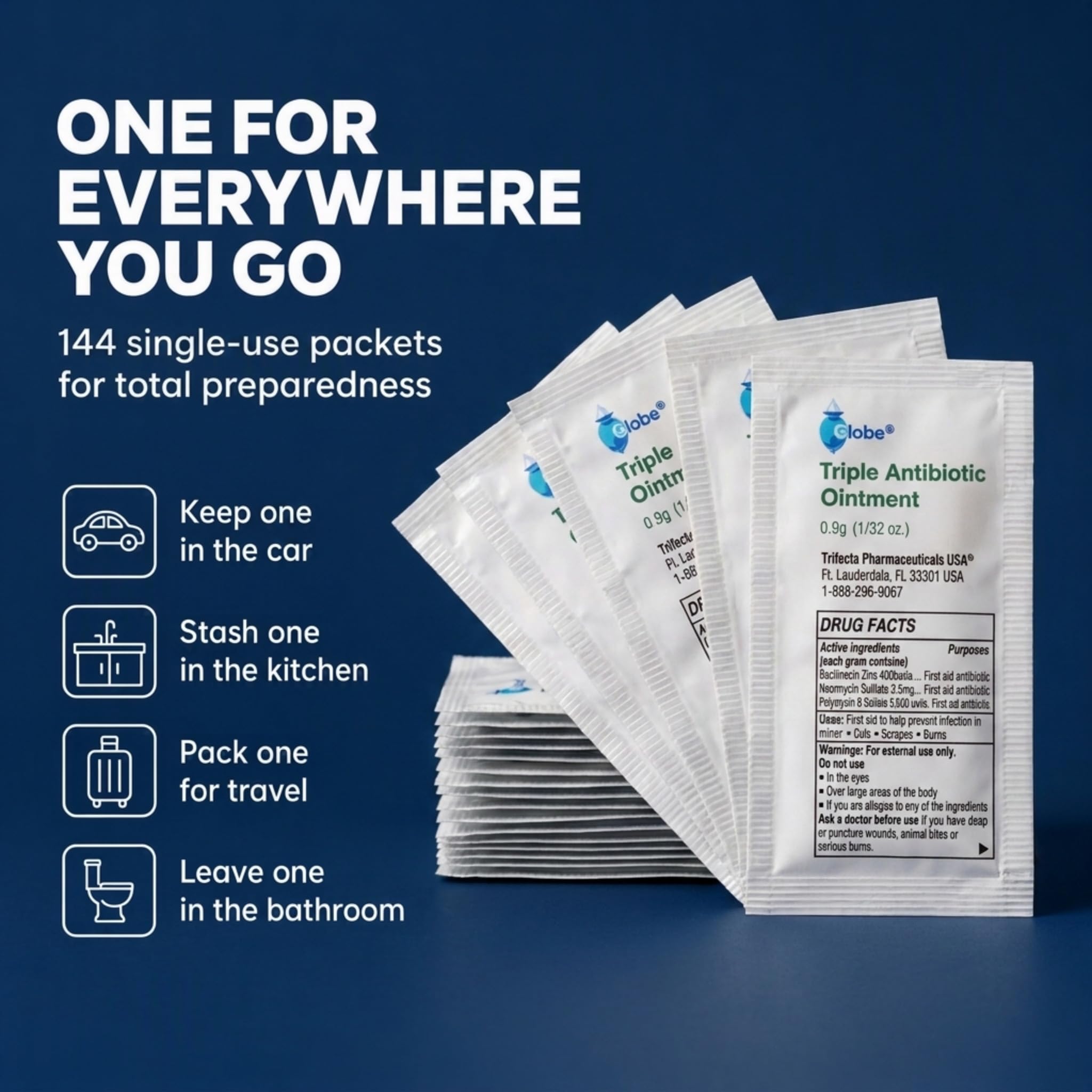 Globe Triple Antibiotic Ointment 0.9g Packets, First Aid 144-Count — Amazon image 2