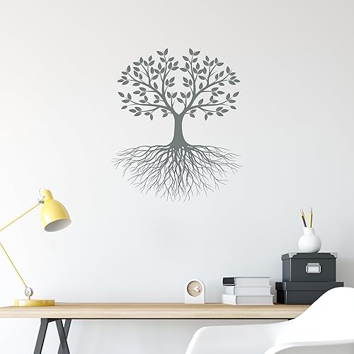 Miniatura 3 de Vinilo adhesivo de pared de rama, árbol, vida, raíces de primavera, hojas, decoración grande (g7211), color negro