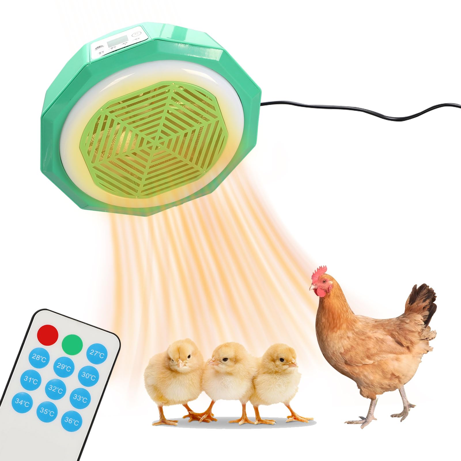 Płyta podgrzewająca dla kurcząt, 500 W, lampa podgrzewająca dla kurczaków z automatyczną stałą temperaturą, podgrzewacz dla kurcząt z pilotem, inteligentna lampa grzewcza dla kurcząt, do gospodarstwa