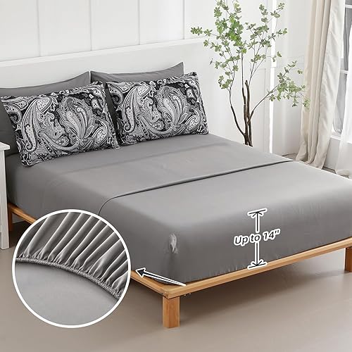 Miniatura 8 de DJY Juego de edredón de cachemira negro, tamaño Queen, 7 piezas en una bolsa, juego de edredón reversible de microfibra suave y ligera para todas