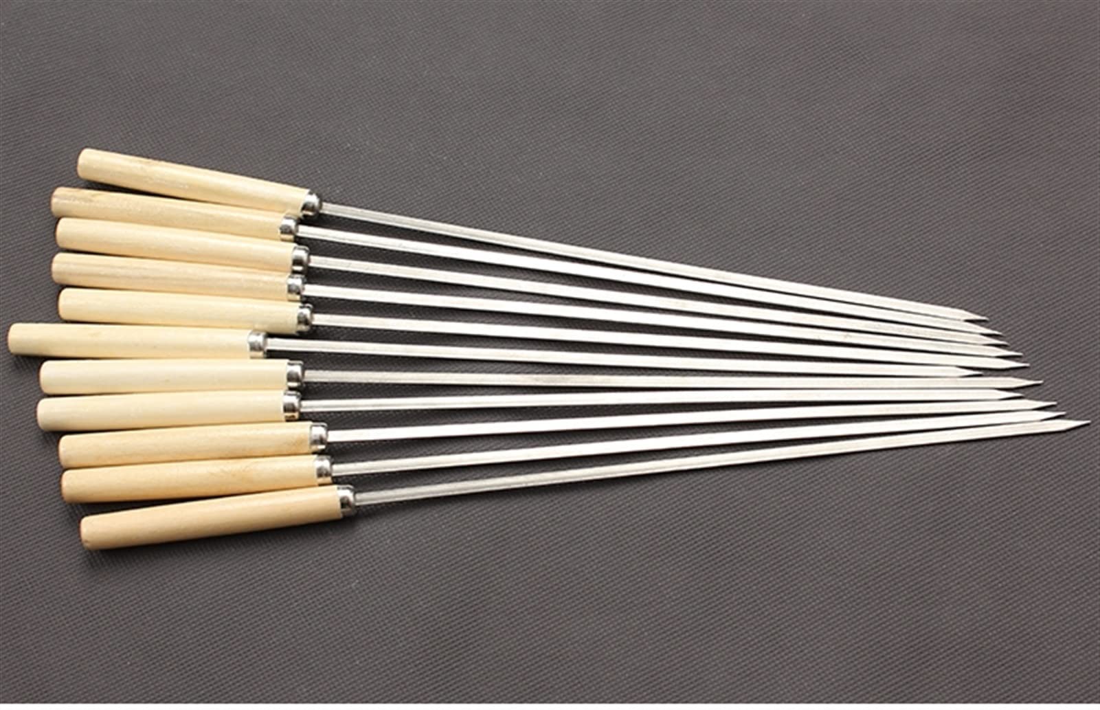 HMTE Ago per arrostire Barbecue Piatto con Manico in Legno Spiedini per arrosti in Acciaio Inossidabile (Colore : 10 Pezzi) (50 Pezzi)