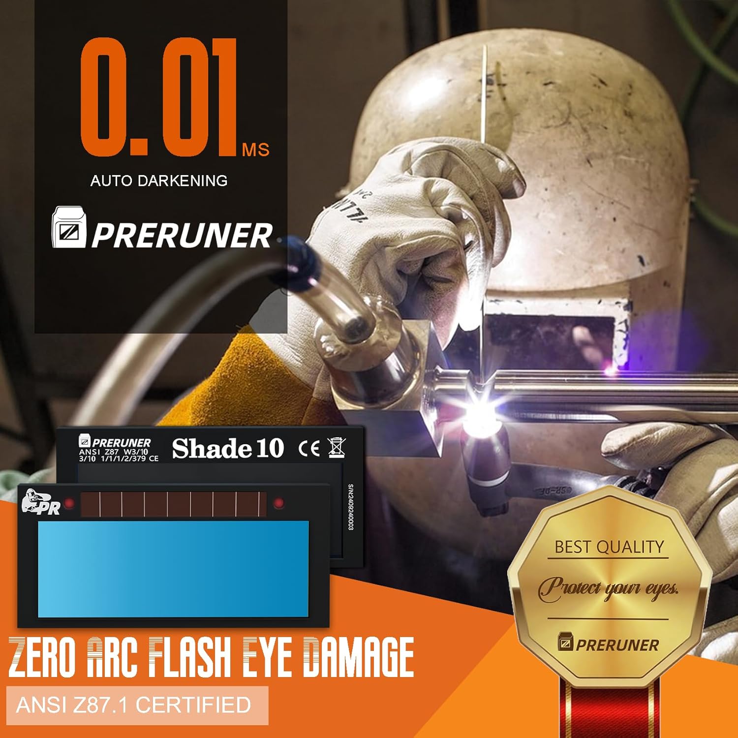 Core Series HD Shade 10 Auto Darkening Welding Lens | 2"x4 1/4"x 0.2" Welding Lens | No Coating | Ture Color View | Sugar Scoop/Pancake Welding Hood Replacement - 10 + Years of Experience