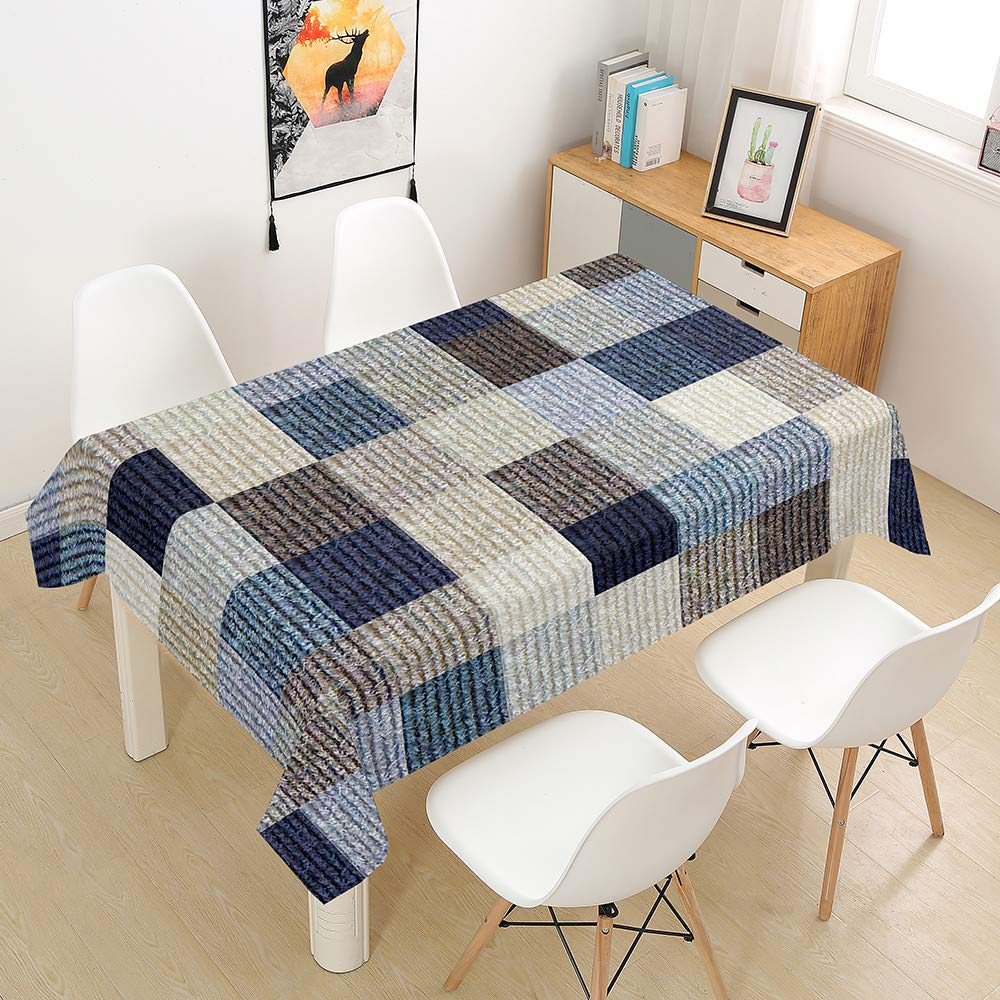 Mateju Tovaglia Rettangolare Lavabile, Tovaglia Antimacchia, Geometria Stampa Tovaglia, Durevole Tovaglie per Protezione Tavolo, per Casa, Ristorante, Partito (150x300cm,Griglia Righe Blu