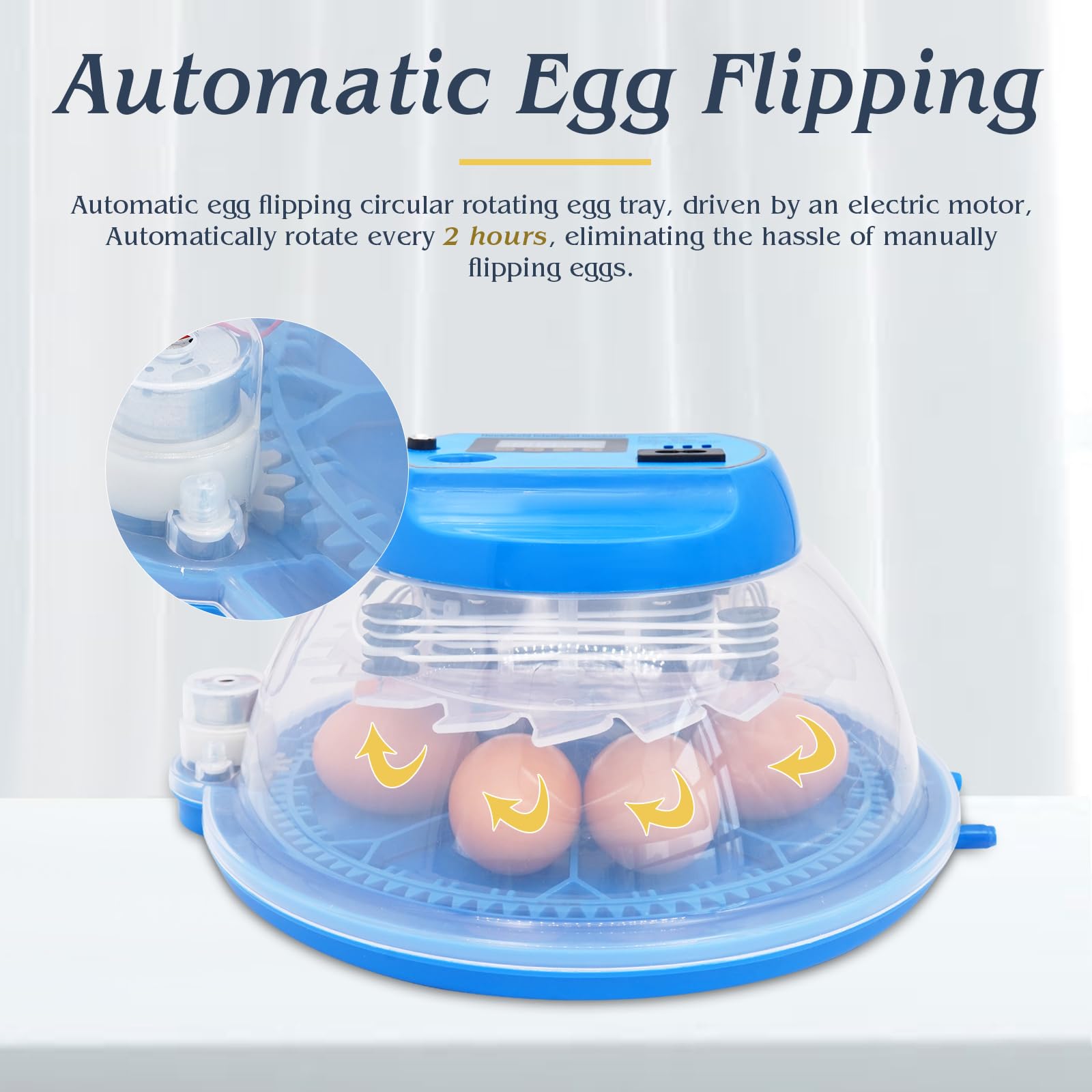 Incubadora Huevos Gallina Automatica,Incubadora Para 8 Huevos, Incubadora Para Giro AutomáTico de Huevos y Control de Temperatura, Pantalla LED Digital, Adecuada Para Patos Gansos Palomas Codornices