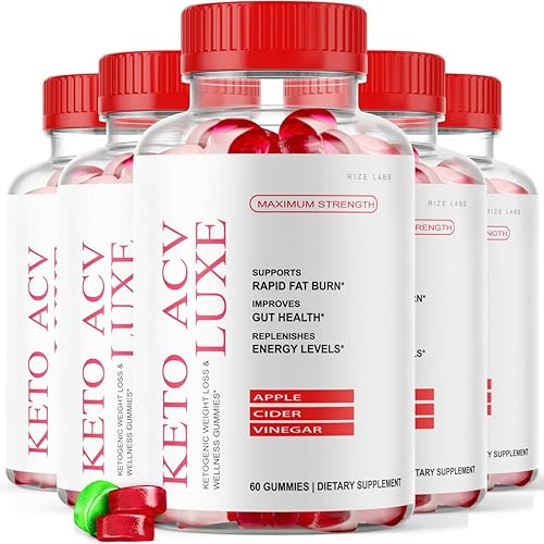 rize labs Paquete de 5 gomitas Keto + ACV Luxe Gummies Keto de vinagre de sidra de manzana (300 gomitas)