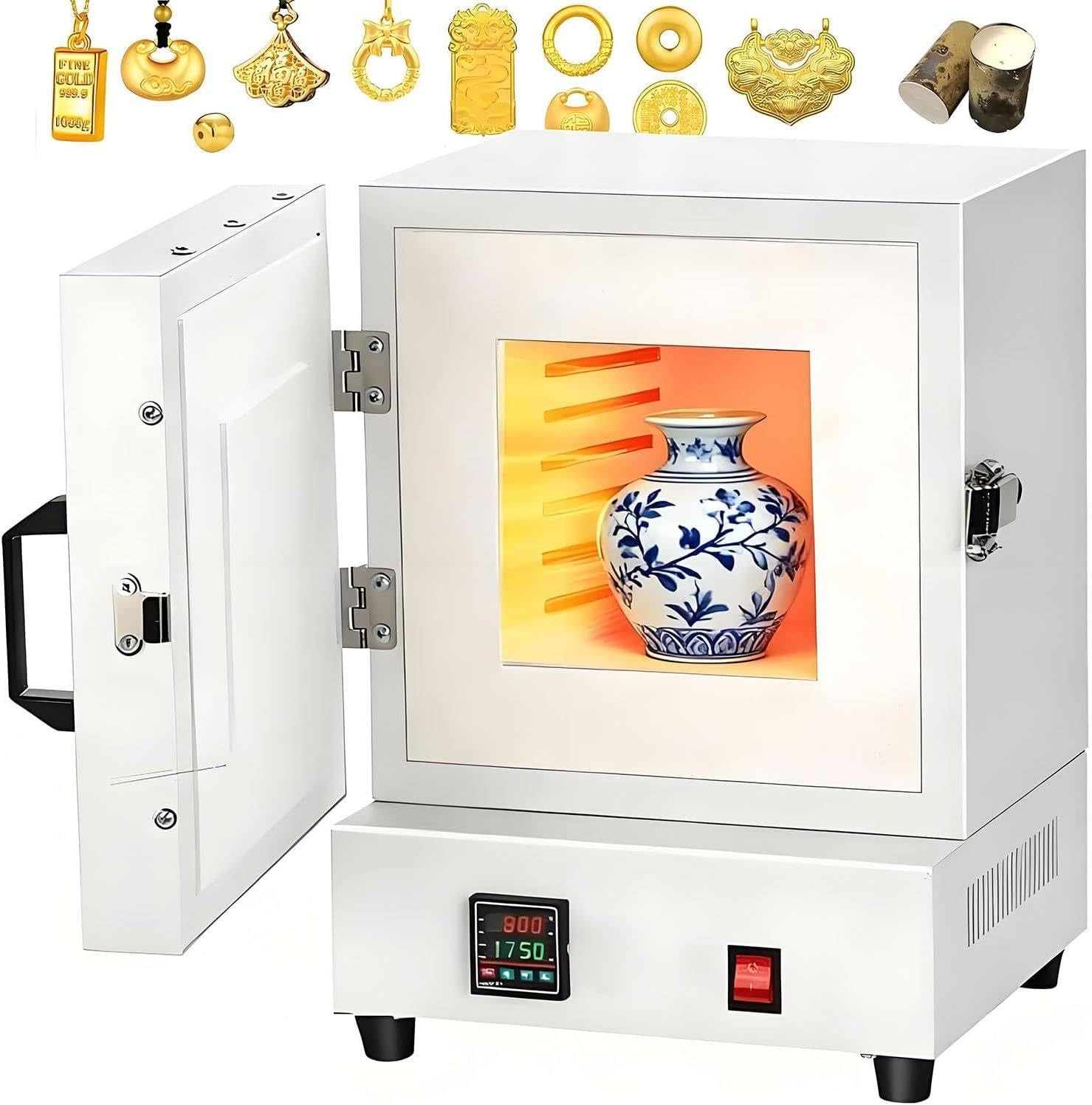 UORDBY Electric kiln Metal Melting Furnace, 2000w Electric Ceramic, Maximum Temperature 1150℃, for Jewelry Making, Metal Casting, Pottery Glazing & DIY Projects