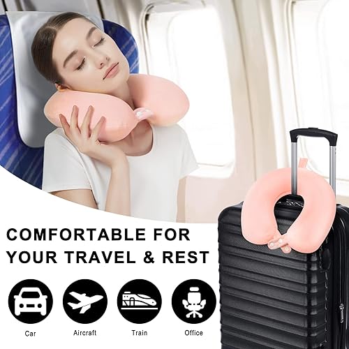 Miniatura 5 de urnexttour Almohada de viaje, la mejor almohada de espuma viscoelástica para soporte de cabeza, almohada cervical de viaje suave para avión,