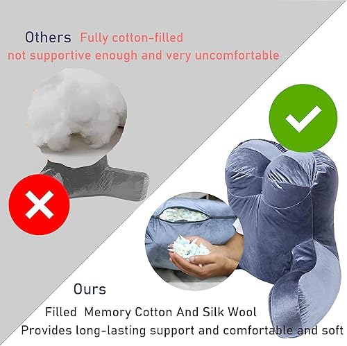 Miniatura 2 de Almohada de lectura de 31 pulgadas, almohada de cama para adultos para sentarse en la cama de espuma viscoelástica triturada, almohada de respaldo