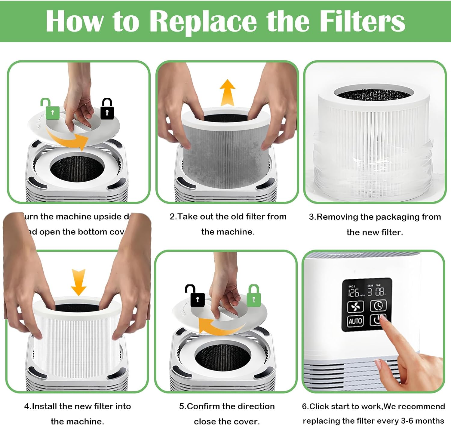 2 Pack A1 Replacement Filter Compatible with VEWIOR Air Purifier HQSC-50, HQKJ-80, AMEIFU AP01W, KOIOS HQKJ-50, Tailulu PUR0003, 3-IN-1 Air Cleaner Filter with Brush for A1 Air Purifier - Image 7