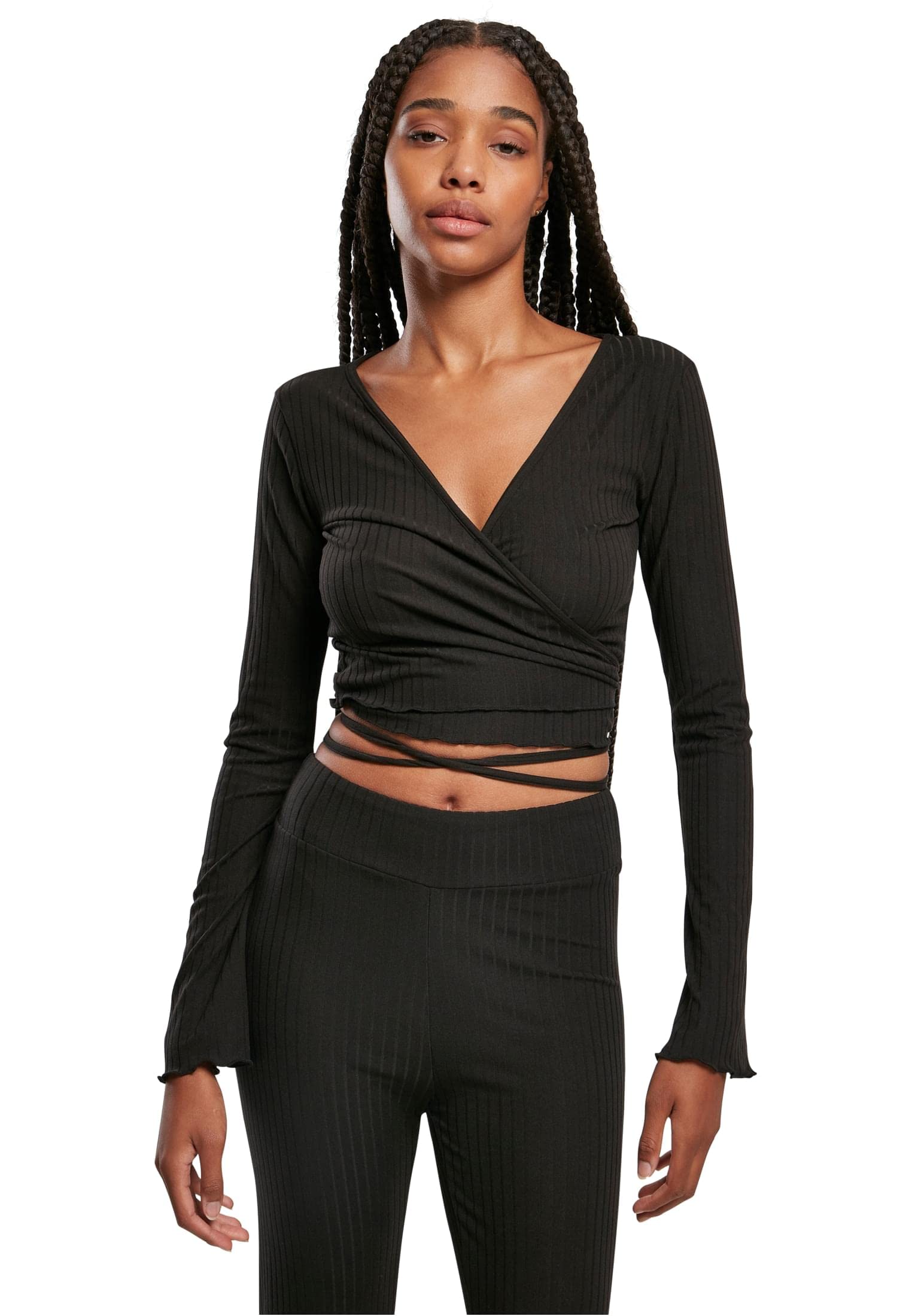 Urban Classics Women's Noir Long Sleeve Ribbed Bodysuit Gt