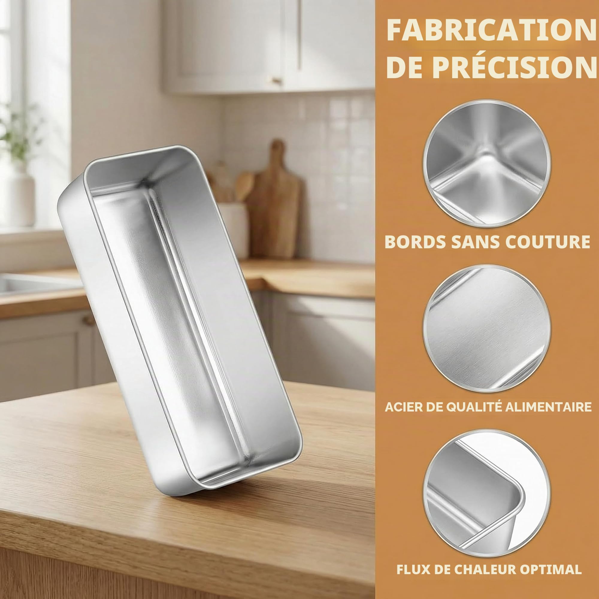 2 PCS Moules à Pain Rectangulaires en Acier Inoxydable, Grand Moule a Cake INOX 33x15x6,5 cm, Moules à Gâteaux Pâtisserie en Acier Inoxydable pour Pain,Toast, Gâteau, Lasagnes