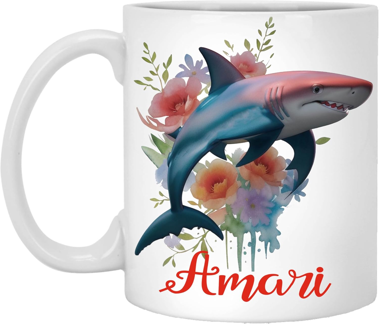 Personalized Shark Amari Gifts for Girls Men - Birthday Gifts for Shark Lovers - Shark Gifts for Boy, Men - Shark Lover Gifts - Custom Name 11oz