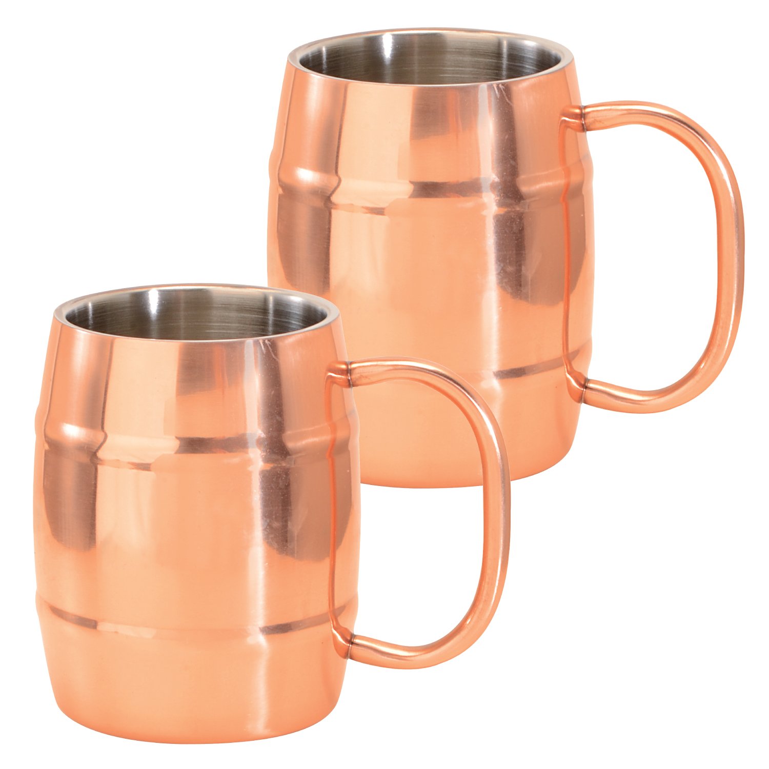 Sherpani Double Walled Copper Plated Moscow Mule Mug, 14 oz (Set of 2)