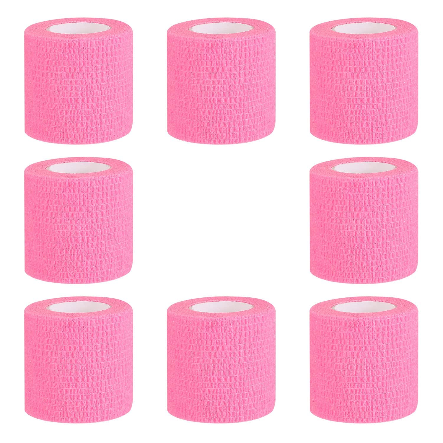Bandage Wrap 8 Pack 2”x 5 Yards Self Adhesive Bandage Wrap Breathable Cohesive Bandage Wrap Rolls Athletic Elastic Self Adherent Wrap for Sports Injury, Wrist, Knee, Ankle Sprains (Pink)