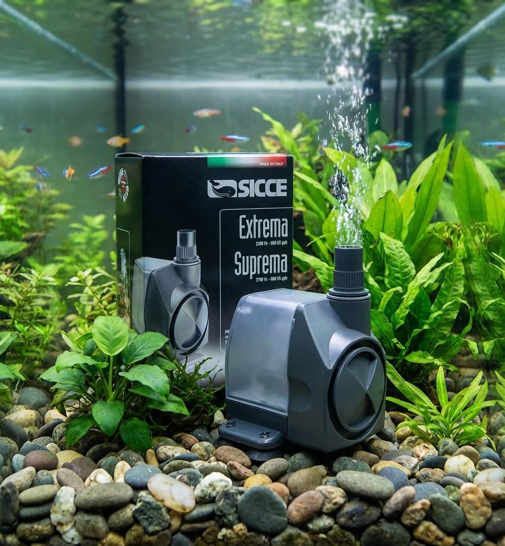 Suinga Bomba de agua sumergible Extrema 2,5 m - 2500 l/h Mini bomba acuario, bomba de fuente ajustable para estanque y pecera, gris