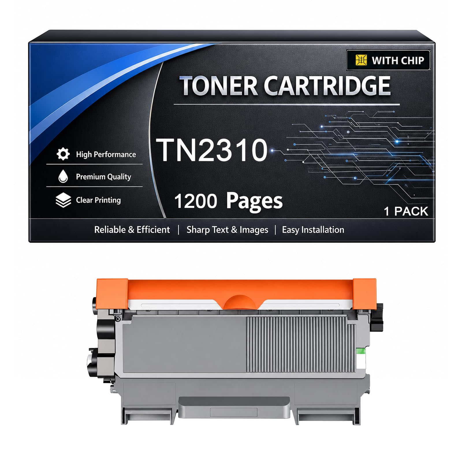 Cartuccia Toner TN2310 Compatibile per Brother TN 2310 TN2310 1200 Pagine | per Stampanti MFC-L2700DN HL-L2300D HL-L2360DN HL-L2340DW DCP-L2500D DCP-L2520DW DCP-L2540DN MFC-L2720DW,Black-1pack