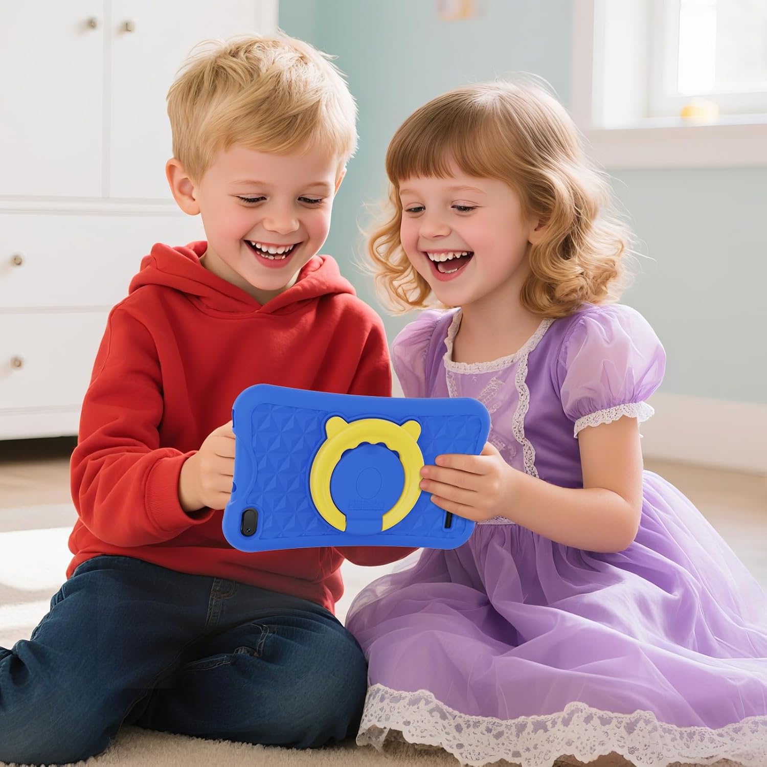 DigiLand 7 Inch Kids Tablet Ages 3-8, Android 13 Tablet for Kids,4G+32GB up to 128GB,Toddler Tablets with Dual Cameras,Best Electronics Tablets Gift for Kids,Shockproof Protective Case (Blue)