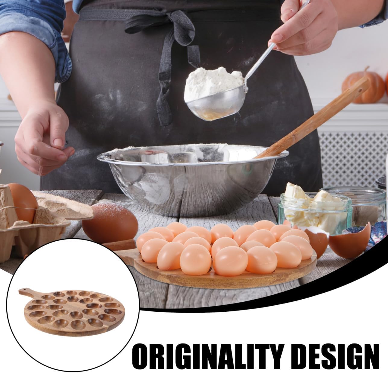 PRETYZOOM Wooden Deviled Tray Elegant Design for Easter Celebrations Multi-functional Wooden Storage Holder for Parties and Home Decor