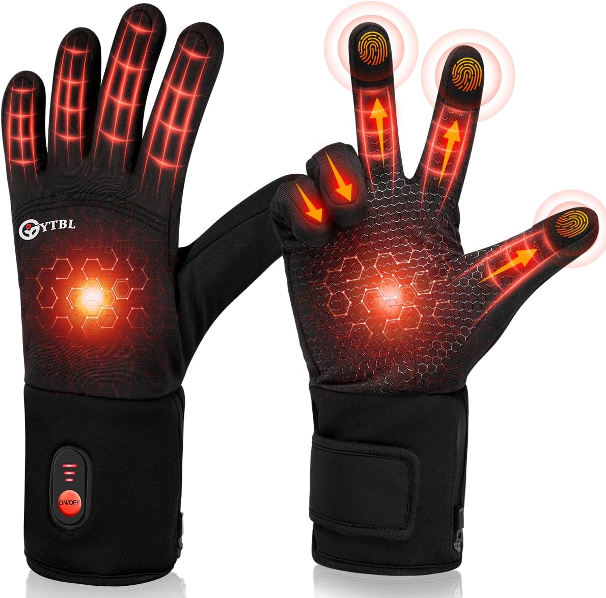 Heated Gloves Liners for Men Women, Rechargeable Hand Warmer Heating Gloves with Touchscreen, Ultrathin Electric Heated Ski Glove for Winter Outdoor Work Hunting Motorcycle Hiking Fishing Cycling