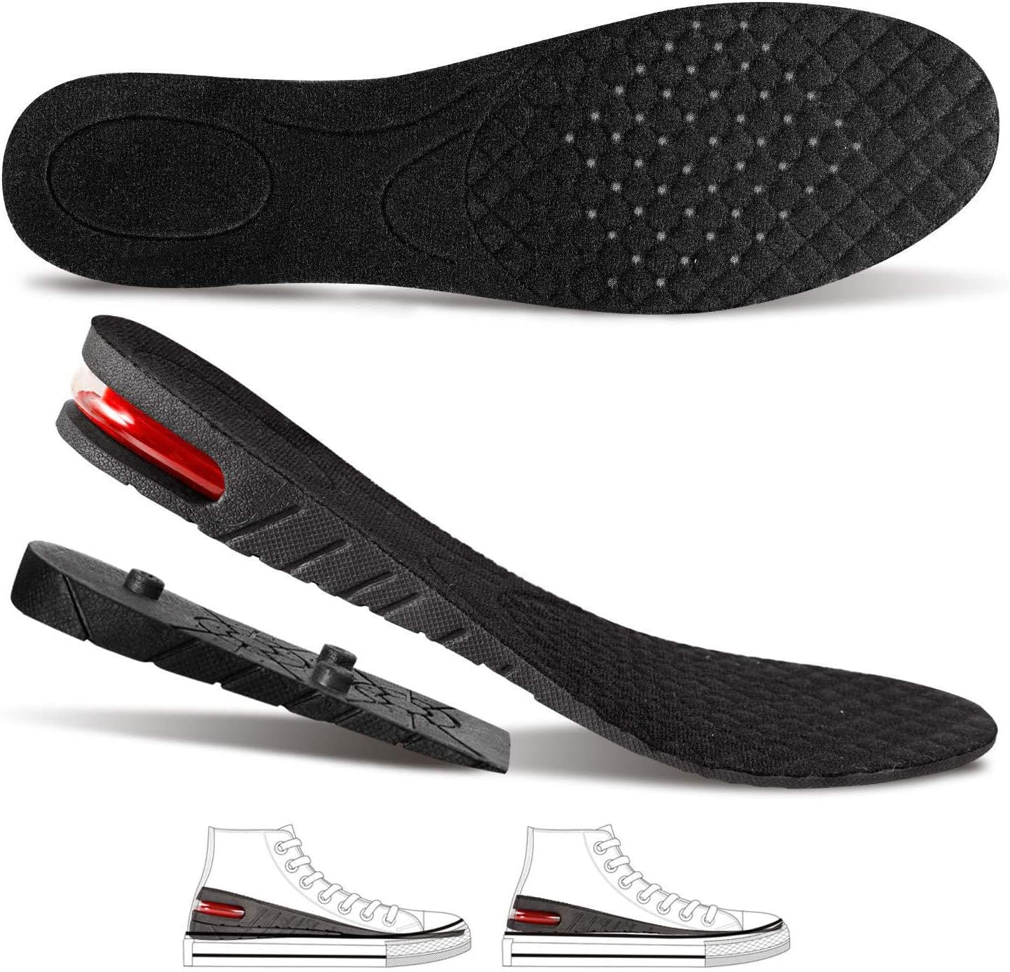 2-Layer Height Increase Insoles for Men, Shoe Height Inserts to Make You Taller, Multi-Layer Invisible Boosting Lifts Soles for Women Kit with Air Cushion Heel Height 1.7 inch