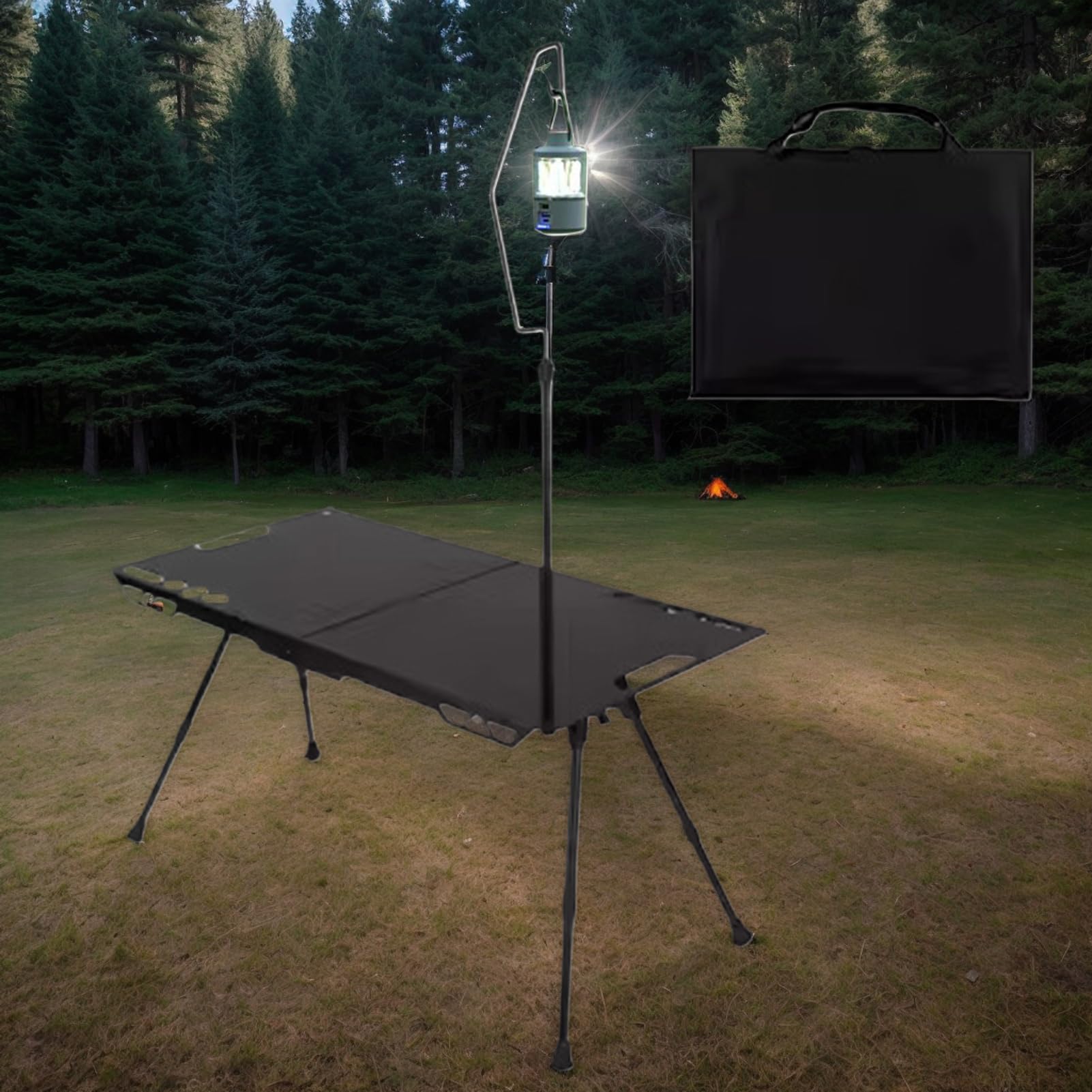 Mesa de picnic, escritorio plegable resistente con soporte para luz, mesa de cocina de camping, para exteriores, playa, patio, balcón, jardín, portón trasero, , viajes