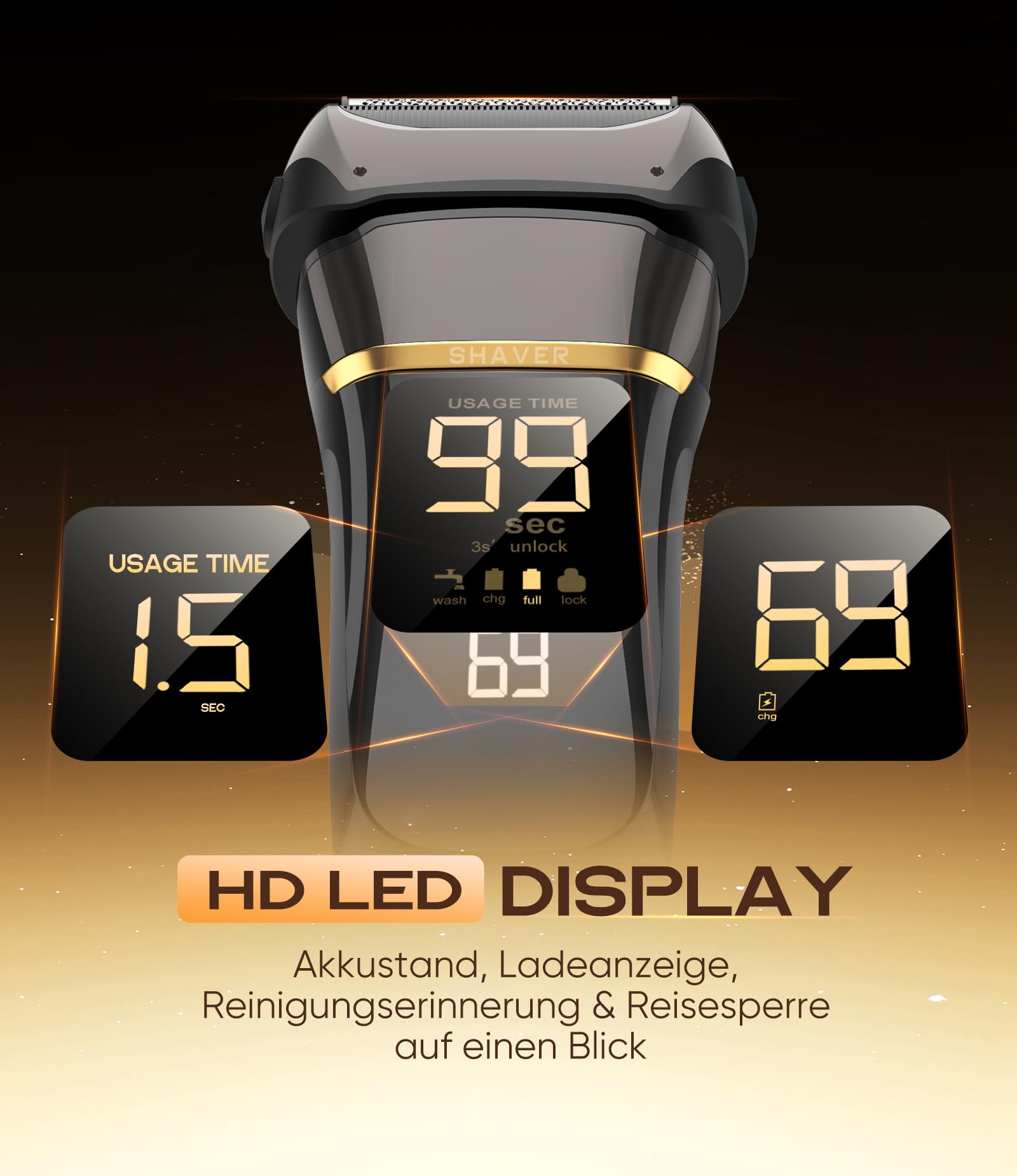 Rasierer Herren Elektrisch, 2-in-1 Elektrorasierer Herren Folienrasierer, 80Min Akku & Reise-Lock, USB-C, IPX7 Wasserdicht, Ultradünne Folie, Präzisionstrimmer, Hochfrequenz-Vibration für Glatte Haut